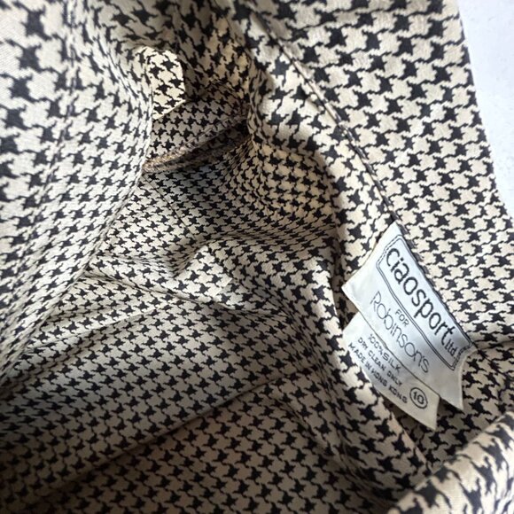 Vintage Ciasport for Robinsons Womens Houndstooth Button-Up Shirt 10 Black Retro - Picture 6 of 6